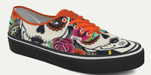 Padres City Connect Vans Authentic concept render — Día de los Muertos Catrina print with marigold-red laces